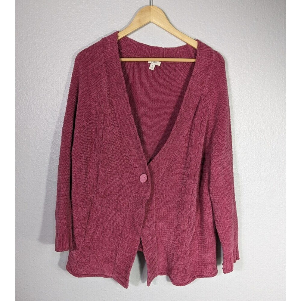 J. Jill Open Cardigan Sweater Women's Sz‎ XL Soft Cozy Thick Pink N67
